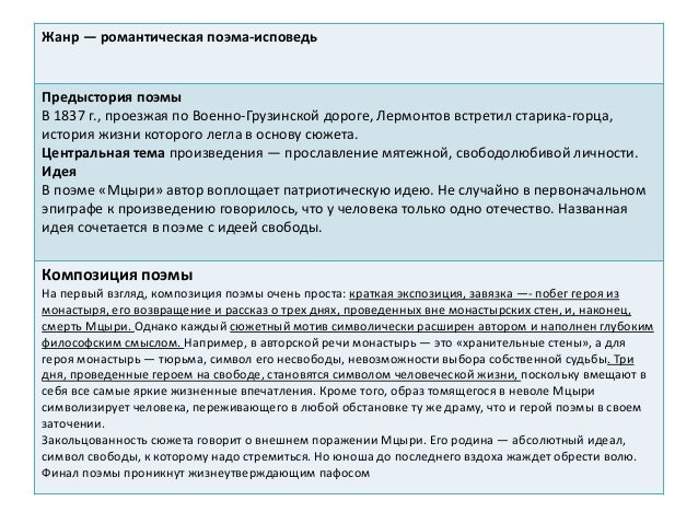 «Мцыри» как романтическая поэма «Мцыри» как романтическая поэма